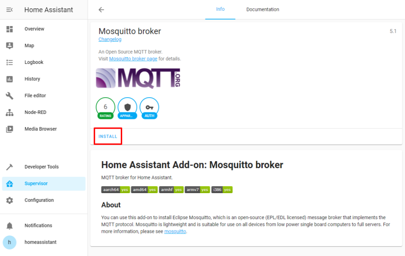 Home Assistant Mosquitto Broker Installation
