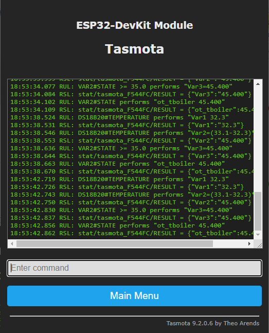 Tasmota OpenTherm Console