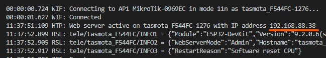 Tasmota IP Address