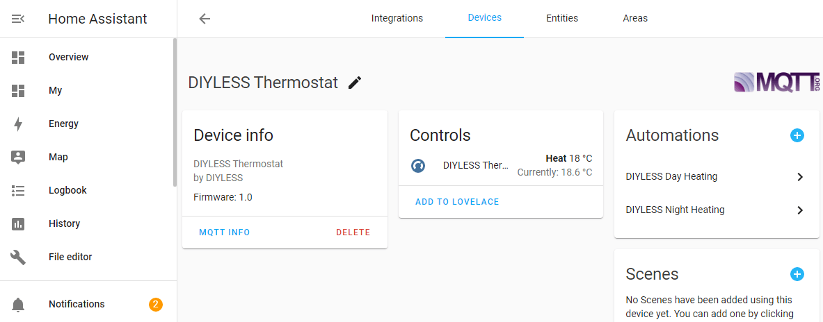 DIYLESS Thermostat HA Discovery